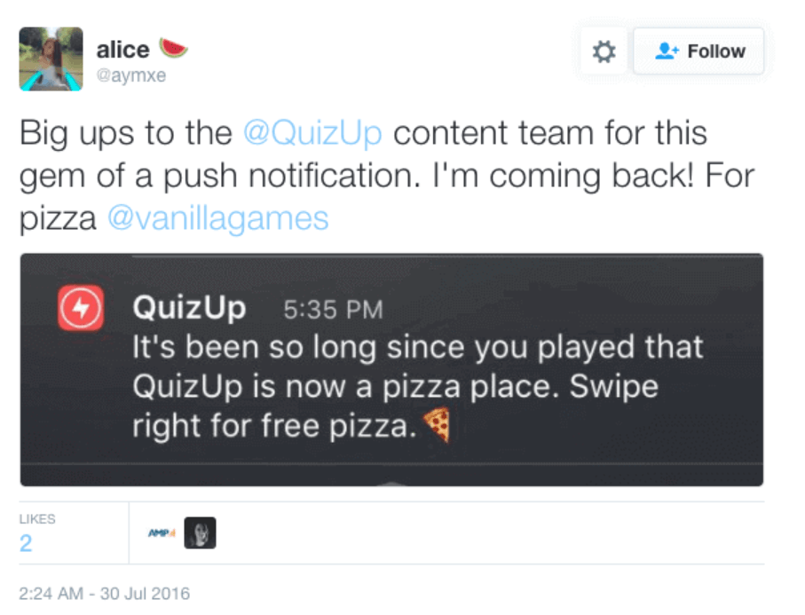 push-notifcation example Quizup