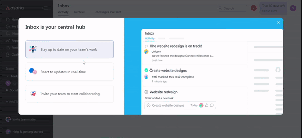 asana user onboarding experience example