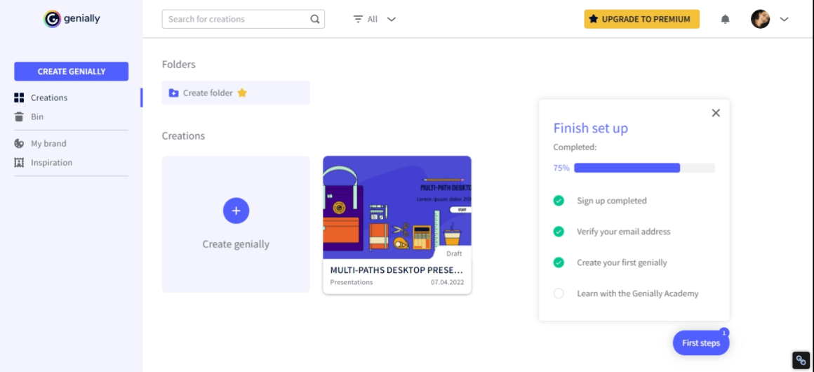 genially user onboarding experience example