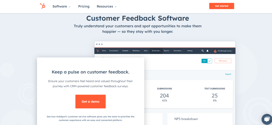 HubSpot as a customer feedback software