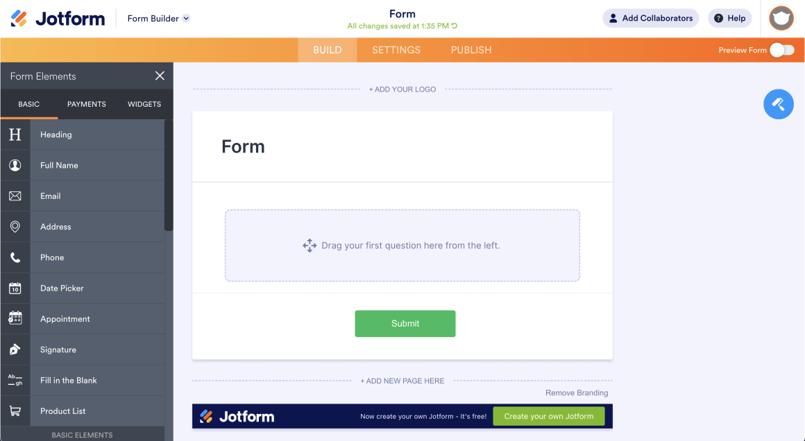 Jotform as a form builder
