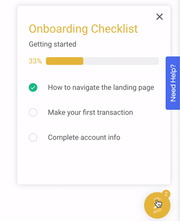 userguiding onboarding checklist banking user onboarding