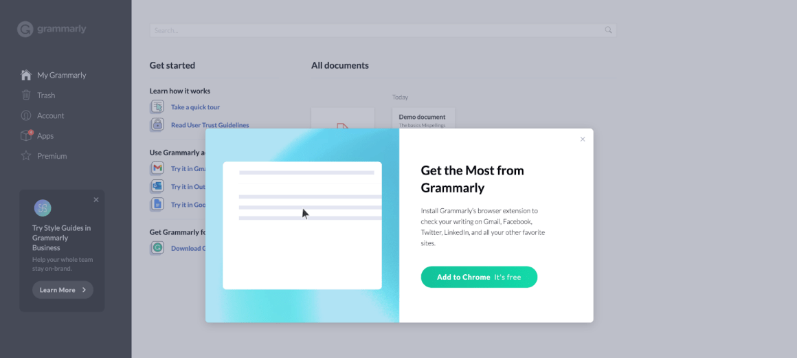 visually pleasing user onboarding patterns grammarly