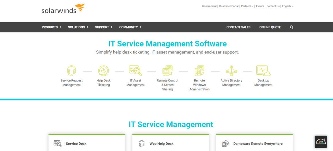 SolarWinds Service Desk as an IT service management software